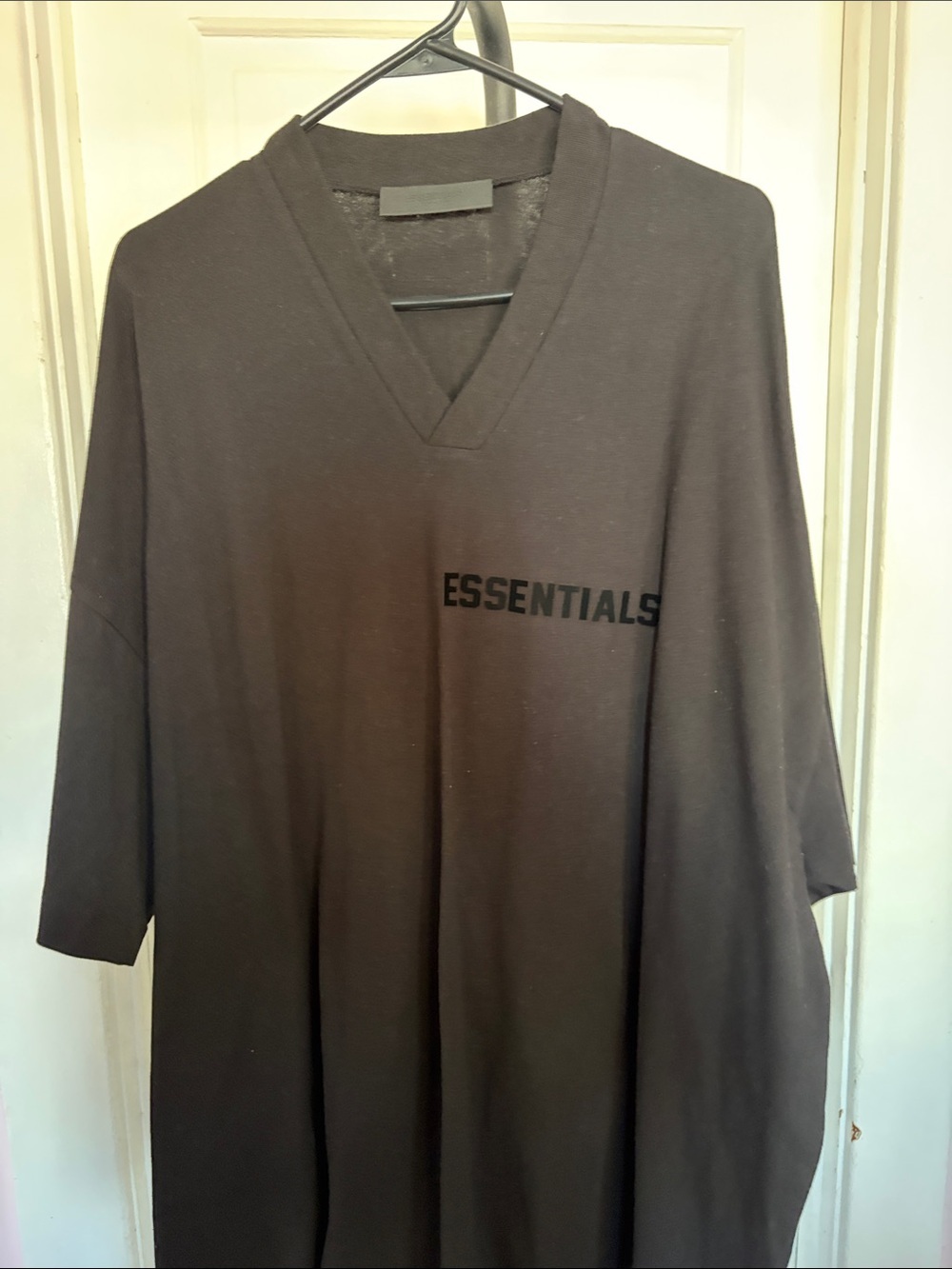 Essentials Oversized V-Neck Tee in Charcoal